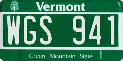 VT license plate WGS941