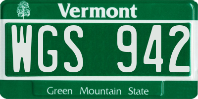 VT license plate WGS942