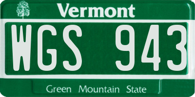 VT license plate WGS943