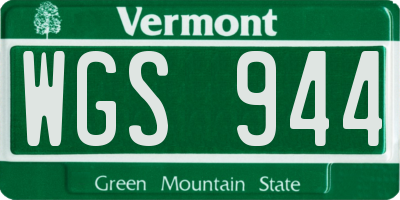 VT license plate WGS944