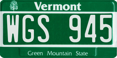 VT license plate WGS945