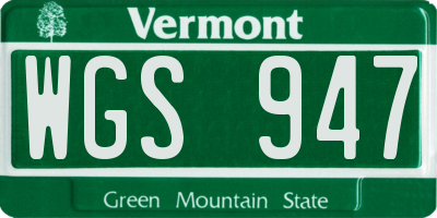 VT license plate WGS947