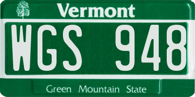 VT license plate WGS948