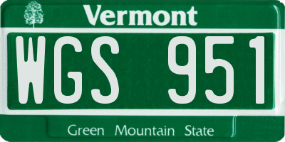 VT license plate WGS951