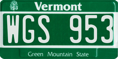 VT license plate WGS953