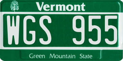 VT license plate WGS955