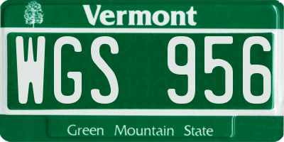 VT license plate WGS956