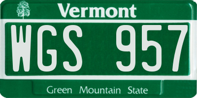 VT license plate WGS957