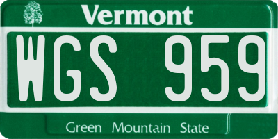 VT license plate WGS959
