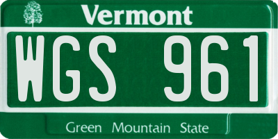 VT license plate WGS961