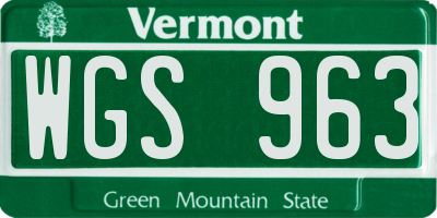 VT license plate WGS963