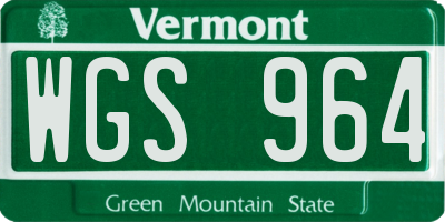 VT license plate WGS964