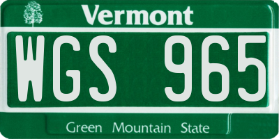VT license plate WGS965