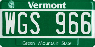 VT license plate WGS966