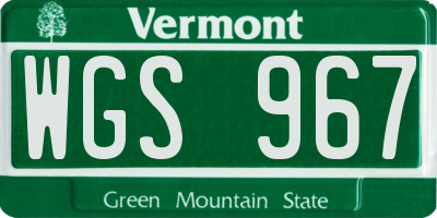 VT license plate WGS967