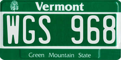 VT license plate WGS968