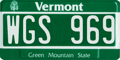 VT license plate WGS969