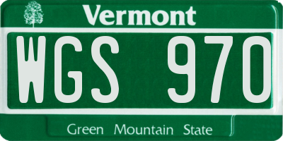 VT license plate WGS970