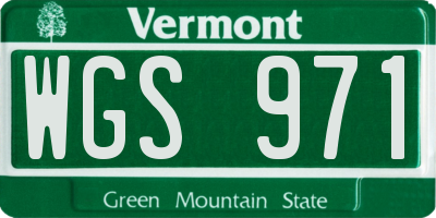 VT license plate WGS971