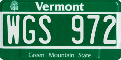 VT license plate WGS972