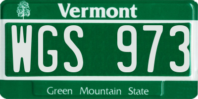 VT license plate WGS973