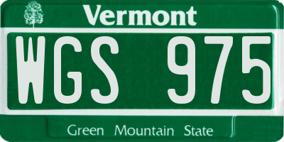 VT license plate WGS975