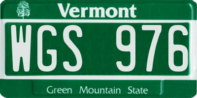VT license plate WGS976