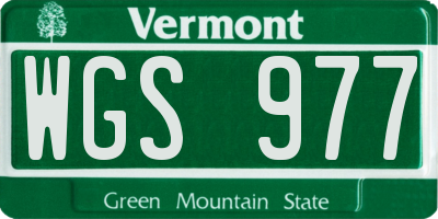 VT license plate WGS977