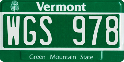 VT license plate WGS978