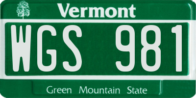 VT license plate WGS981