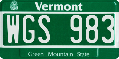 VT license plate WGS983