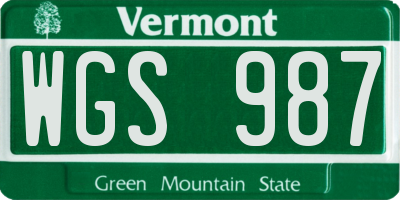 VT license plate WGS987
