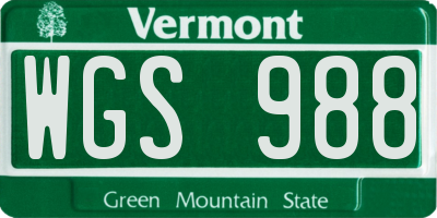 VT license plate WGS988