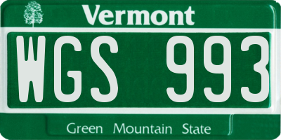 VT license plate WGS993