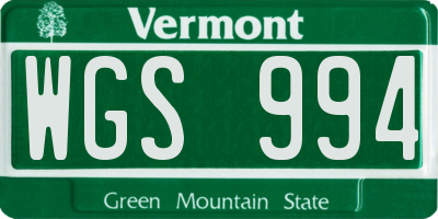 VT license plate WGS994