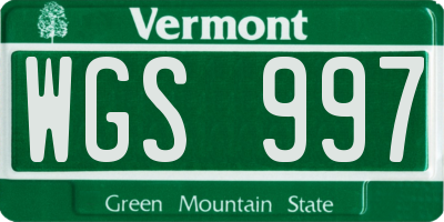 VT license plate WGS997