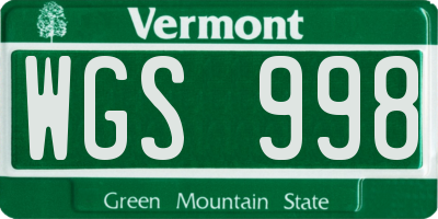 VT license plate WGS998