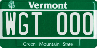 VT license plate WGT000