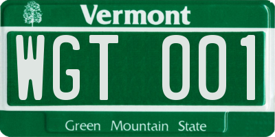 VT license plate WGT001