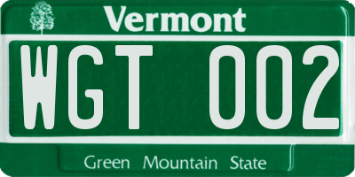 VT license plate WGT002
