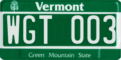 VT license plate WGT003