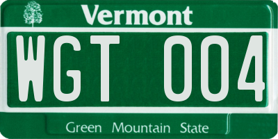 VT license plate WGT004