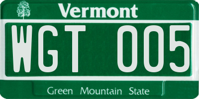VT license plate WGT005