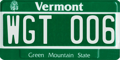 VT license plate WGT006