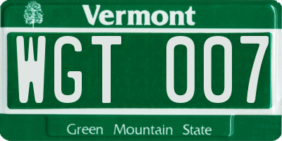 VT license plate WGT007