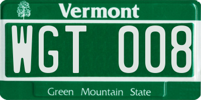 VT license plate WGT008