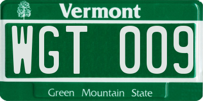 VT license plate WGT009