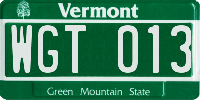 VT license plate WGT013