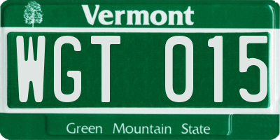 VT license plate WGT015