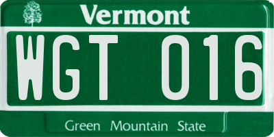 VT license plate WGT016